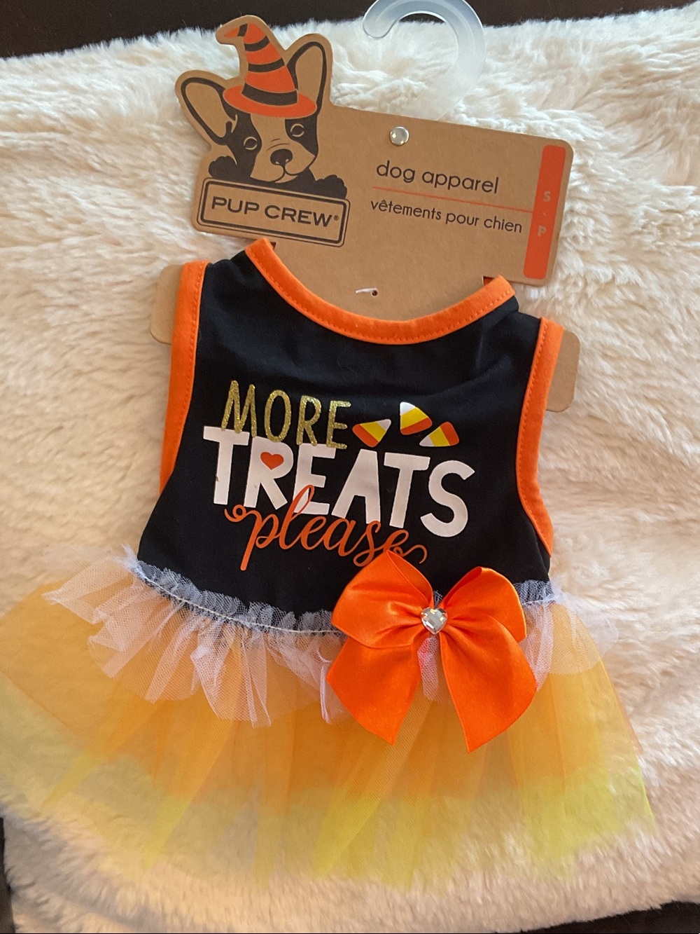 Pup Crew Black & Orange 'More Treats Please' Dog Dress